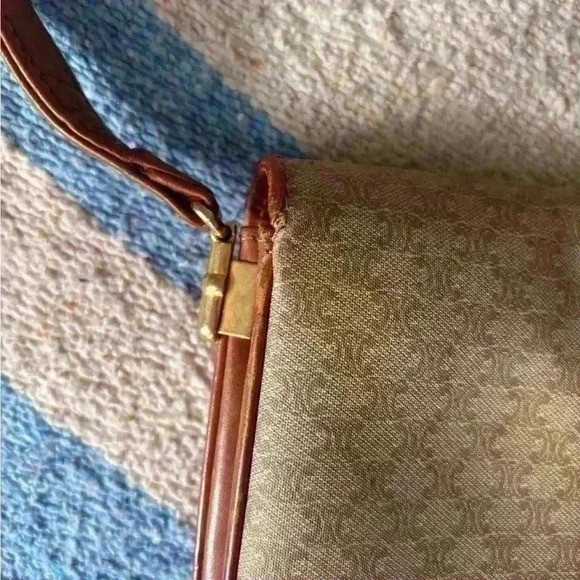 CELINE Macadam Blason Shoulder Cross Body Bag PVC Leather Beige - Picture 14 of 16